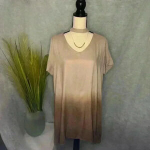 Kori NWT Size Medium Choker Cutout Neck Tunic Unique Tan Fades To Brown